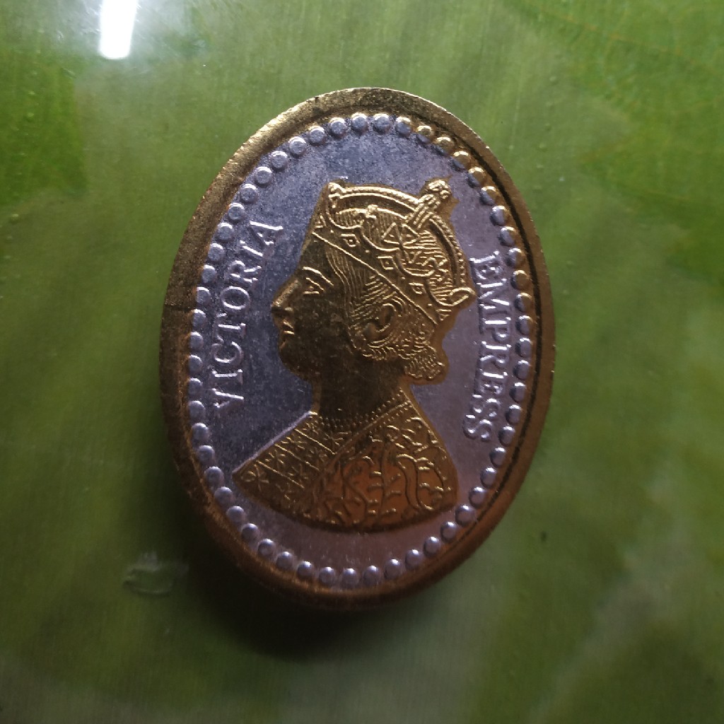 silver gold Ganga jamna 2 two ton Victoria king(raja) coin (sikka) 03 - Image 2