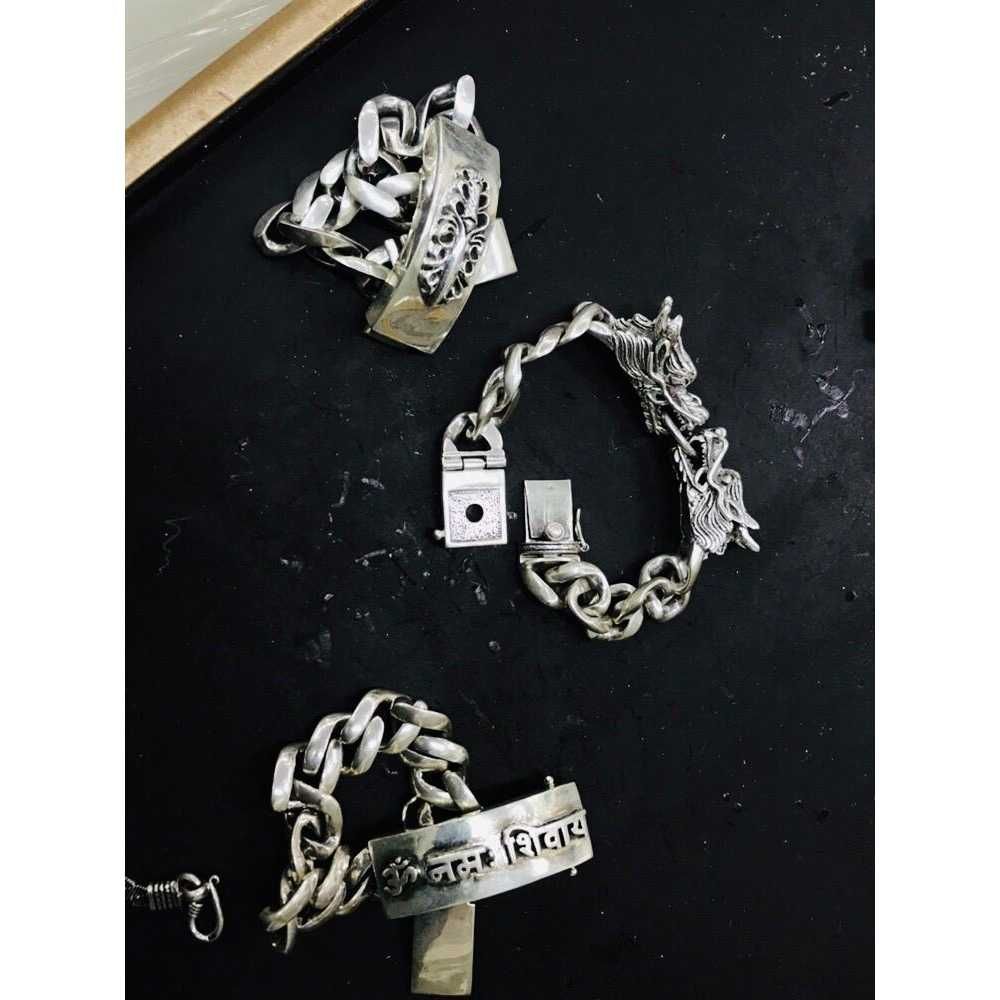 92.5 Sterling Silver Pis,Bhagvan,Sih Mora Lucky Bracelet