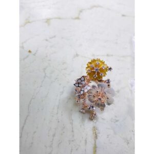 92.5 Sterling Silver Handmade Colorful Flower Ladies Ring