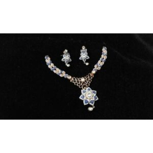 92.5 Sterling Silver Flower Shape Colorful Necklace Set
