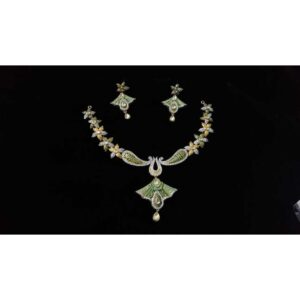 92.5 Sterling Silver Flower Design Necklace Set