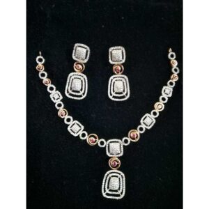 92.5 Sterling Silver Square Necklace Set