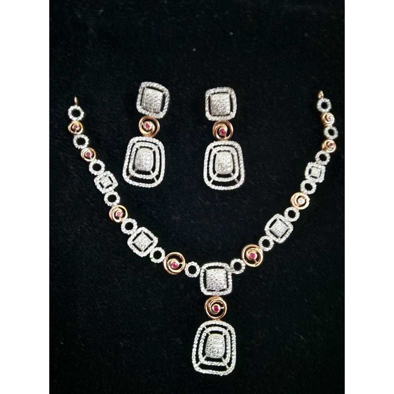 92.5 Sterling Silver Square Necklace Set