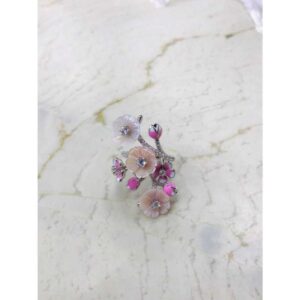 92.5 Sterling Silver Colorful Flower Ring