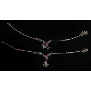 Silver Indian Oxidised Shiny Payal