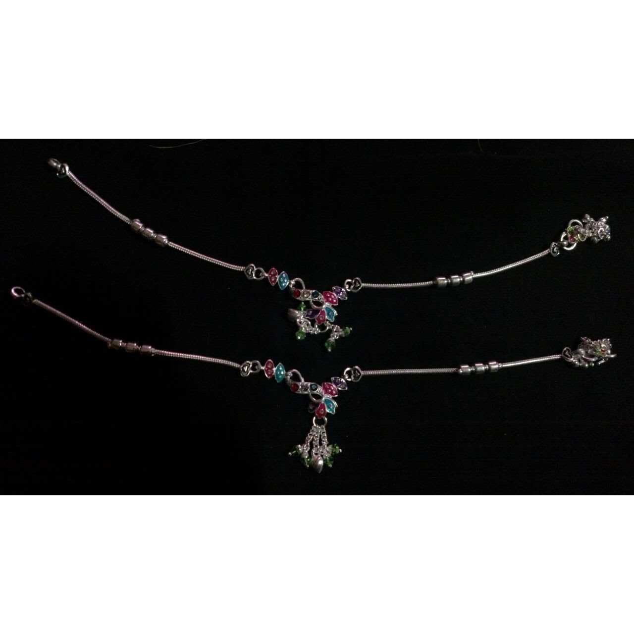 Silver Indian Oxidised Shiny Payal