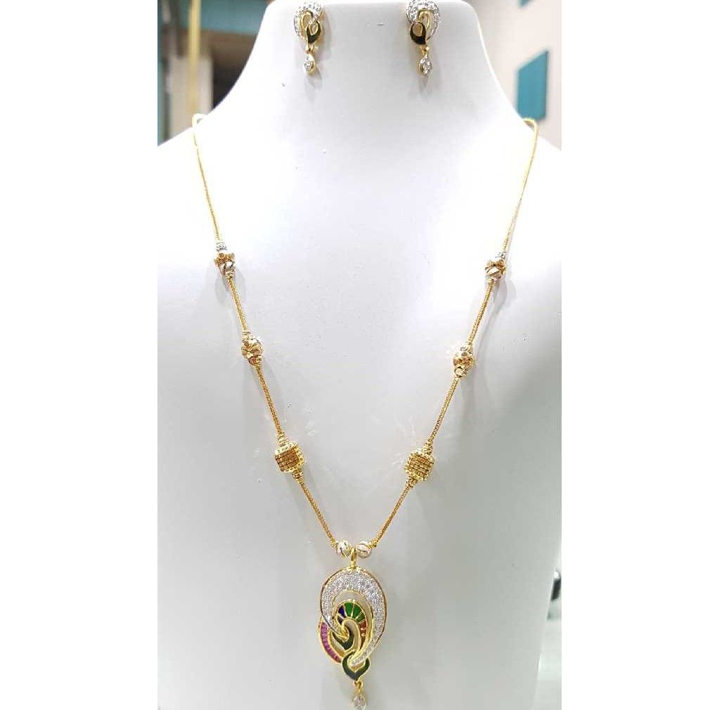 22K / 916 Yellow Gold Modern Ladies Peacock Necklace Set