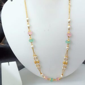 916 Gold Colorful Stone Mala