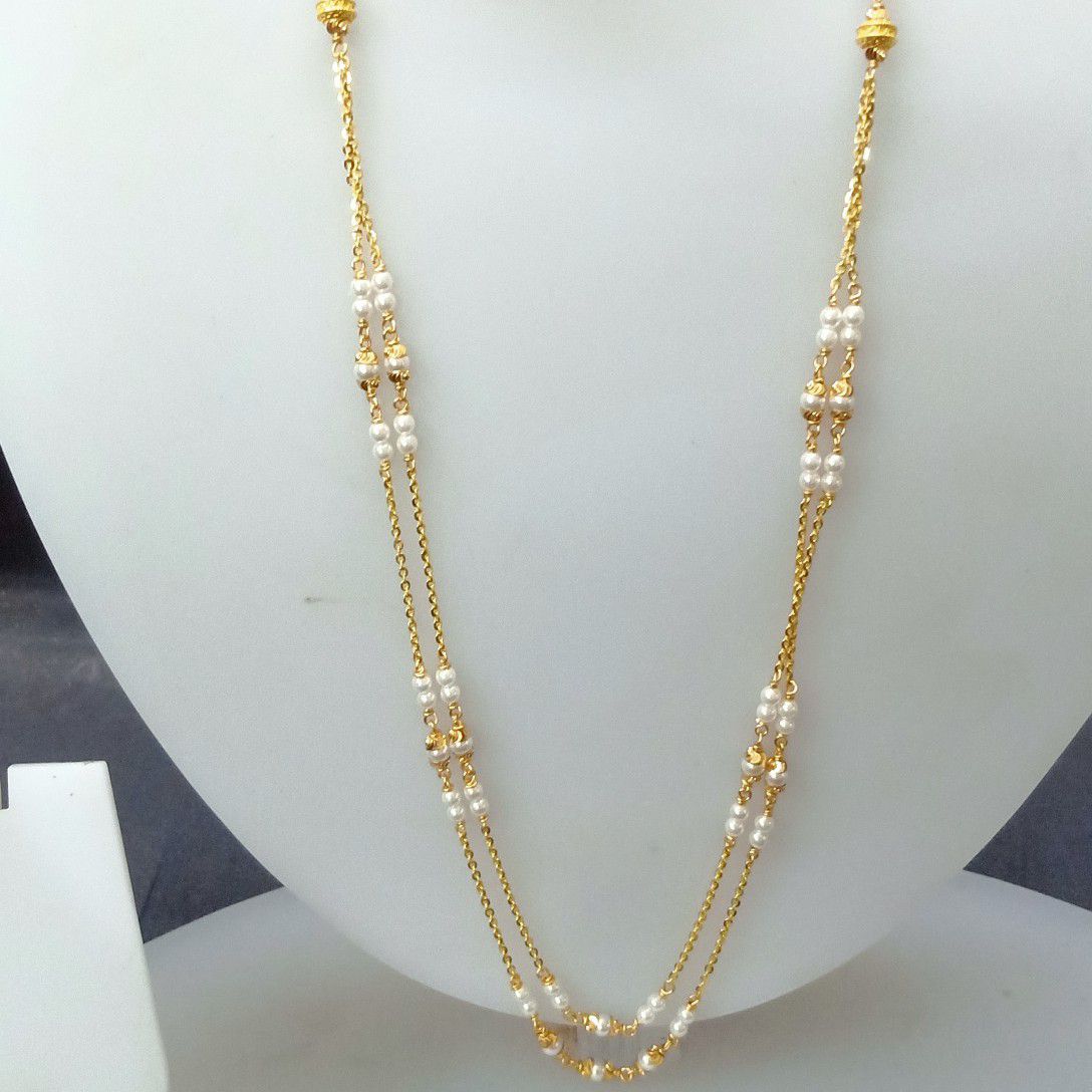 White Pearl Gold mala