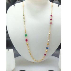 Gold multicolor pearls necklace for women