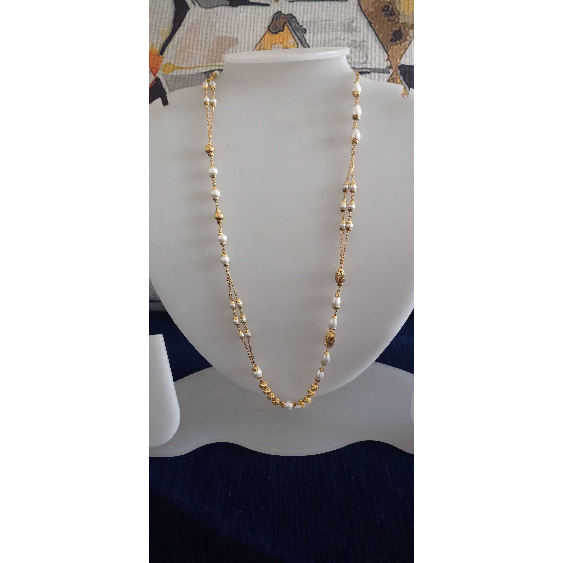 916 Gold White Dazzling Fancy Mala