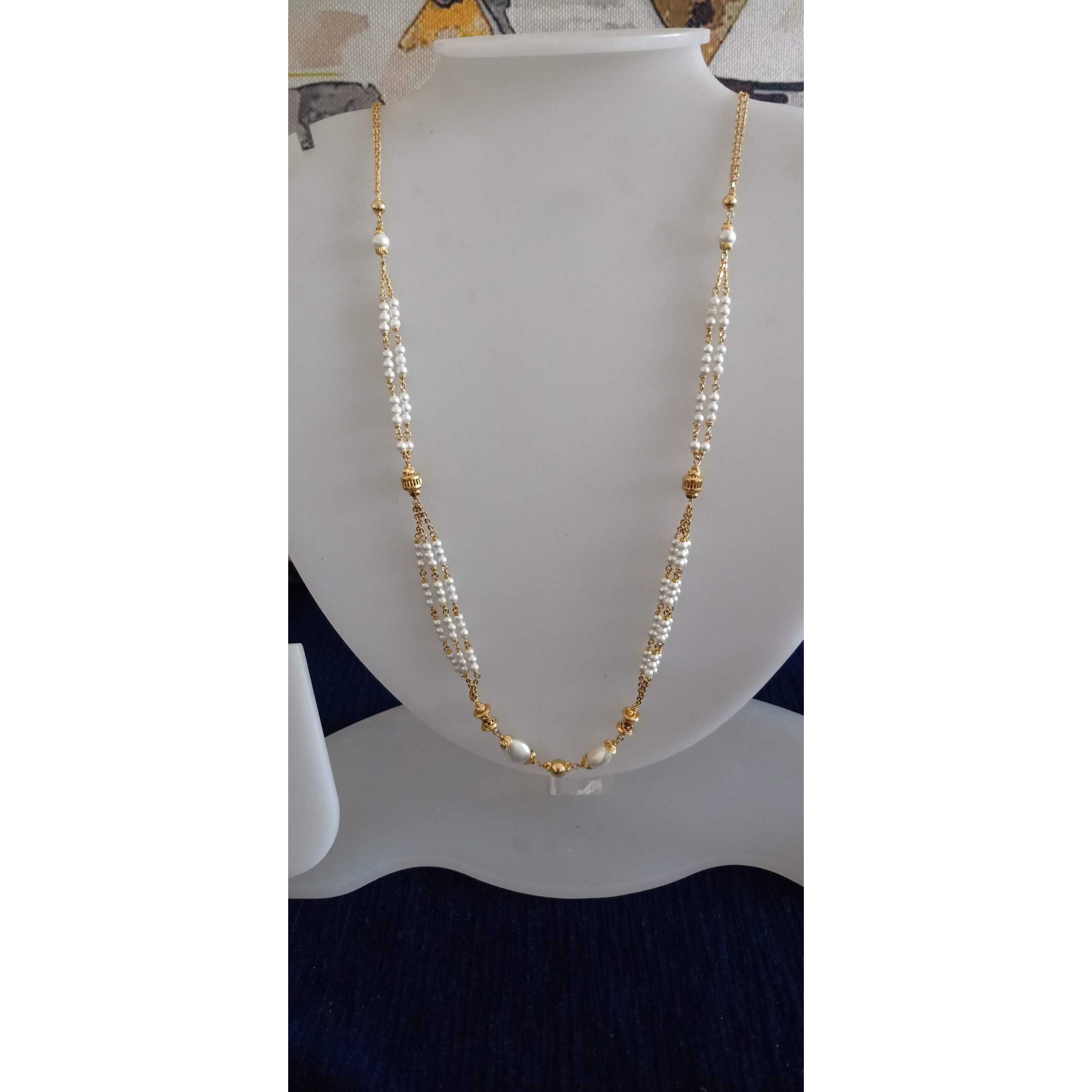 22 Ct Gold Delicate White Pearl Mala