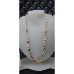 916 Gold Colored Stone Chain Mala