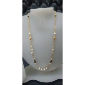 916 White Beaded Gold Fancy Mala