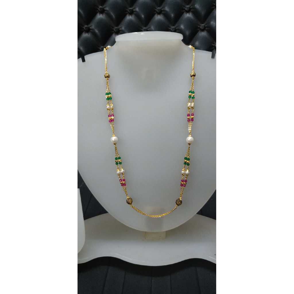 22 Kt Colorful Beaded Gold Classic Chain Mala
