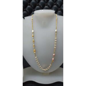 22 ct Gold White Beads Fancy Mala