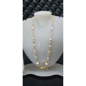 22KT White Beaded Gold Fancy Mala