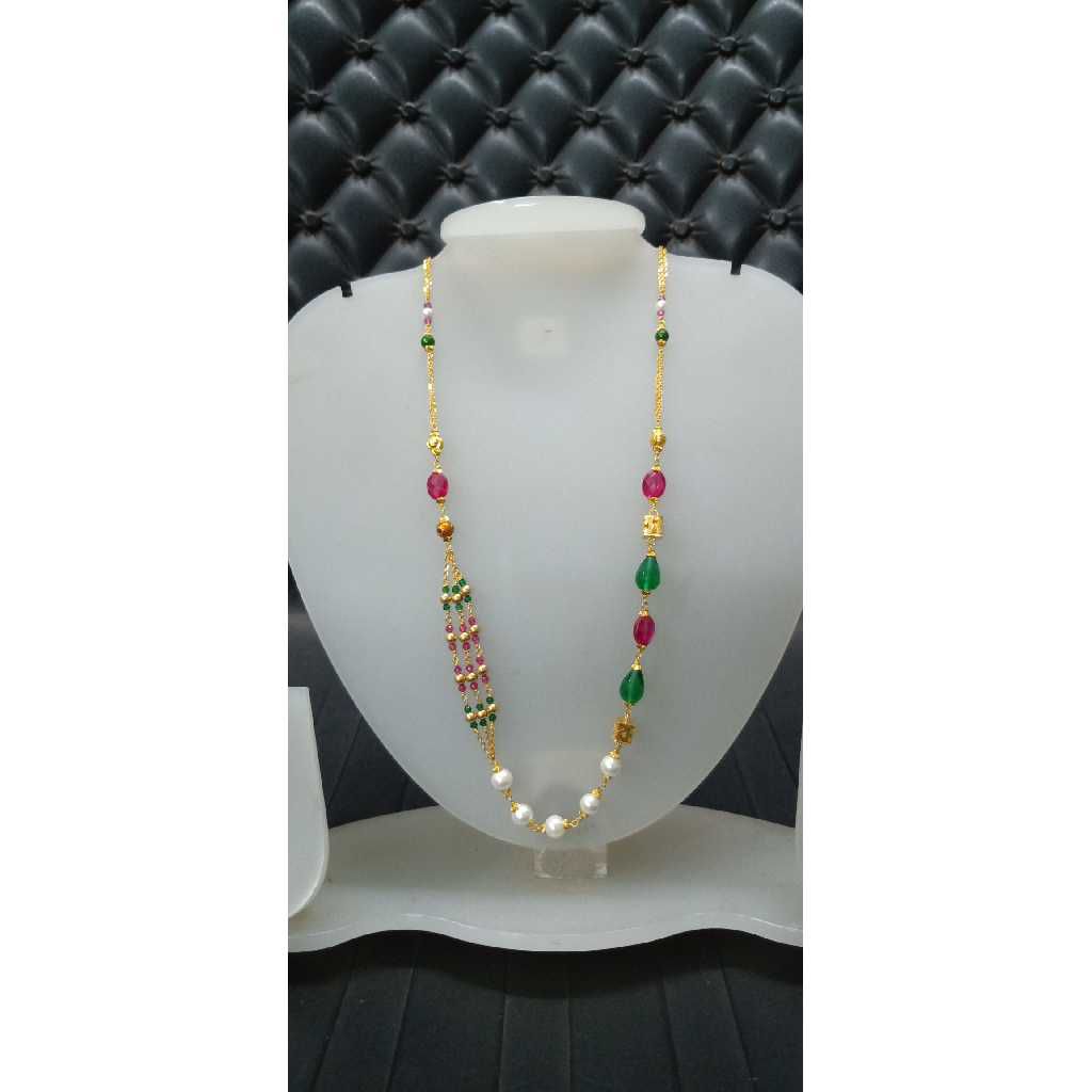 916 Gold Fancy Colored Stone Mala