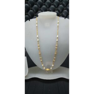916 Gold White Beaded Chain Mala