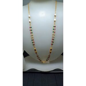 916 Gold Fancy Black Beaded Chain Mala