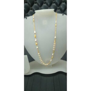 916 Gold White Bead Fancy Mala
