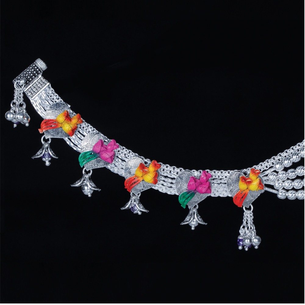 Silver Attractive Colorful Anklet
