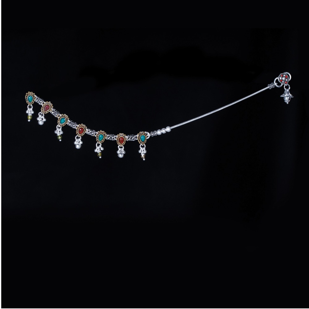 Silver Fancy Colourful Stone Payal