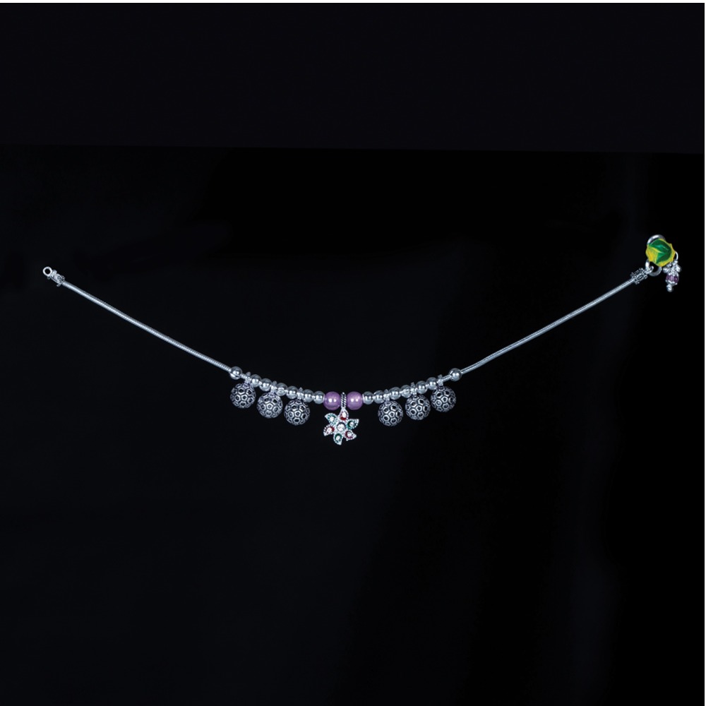 Silver Fancy Beads Payal