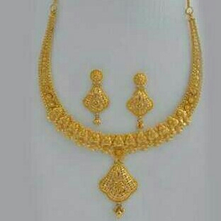Gold Ladies Indian Designer Necklace Yellow