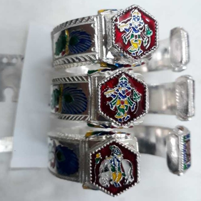 Silver Gents Indian Fancy Bharvadi Kada White