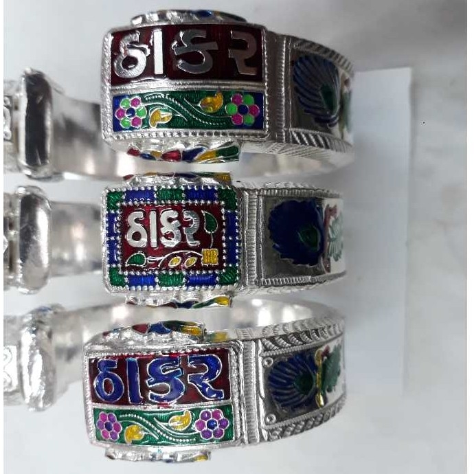 Silver Gents Indian Fancy Bharvadi Kada White