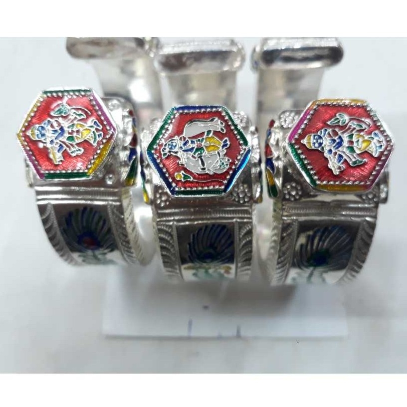 Silver Gents Indian Fancy Bharvadi Kada White