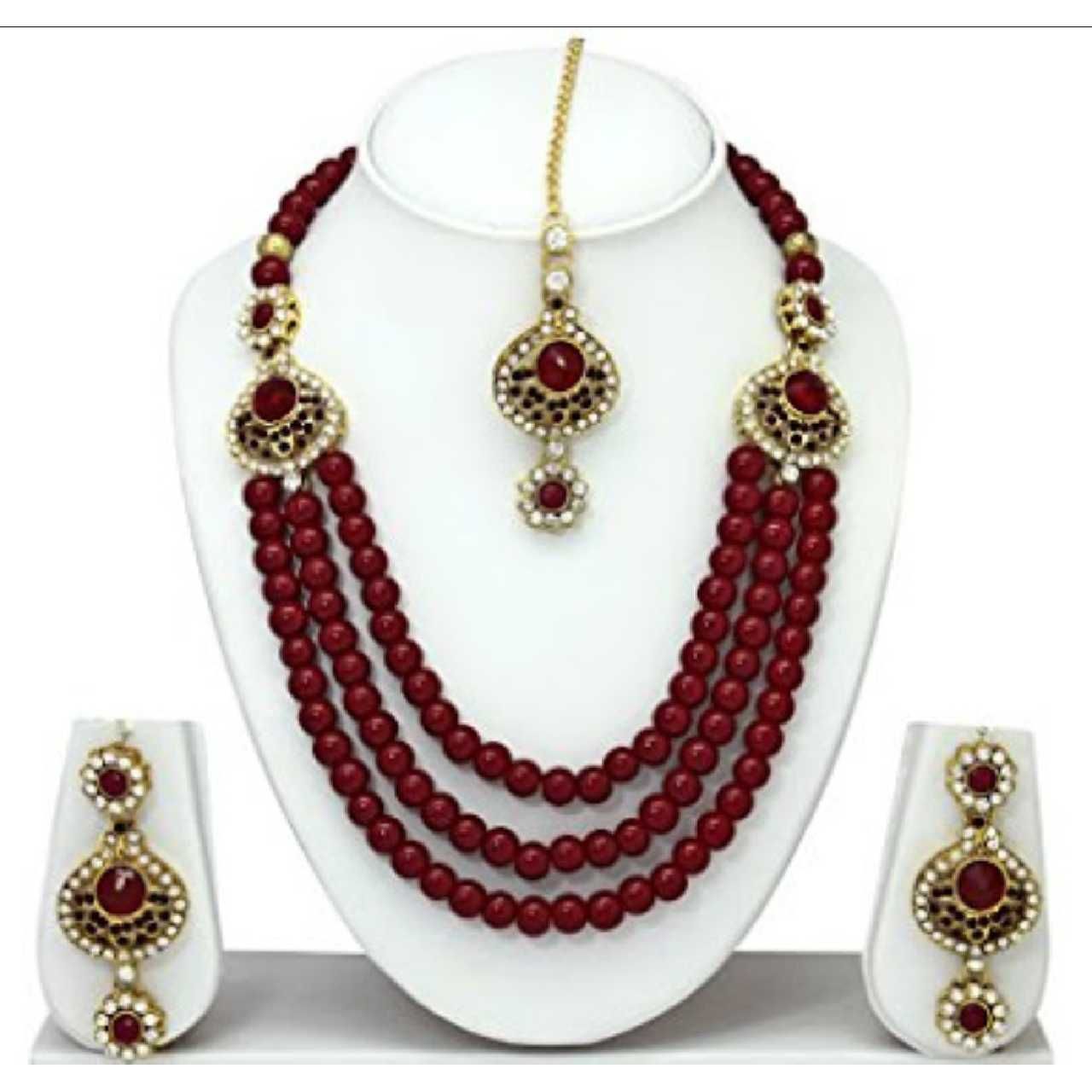 22K Gold Morden Moti Necklace Set
