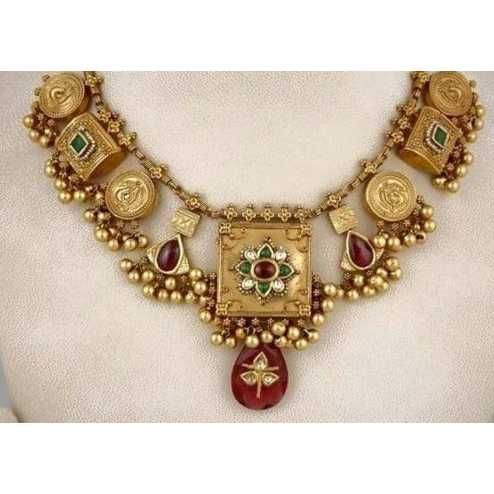 22KT Yellow Gold Ladies Indian Designer Necklace