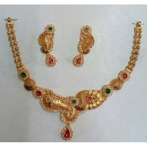 22KT Gold Ladies Indian Designer Necklace Set yellow