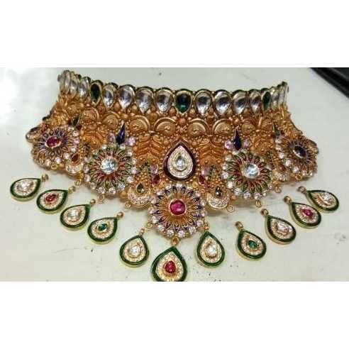 22KT Yellow Gold Ladies Jadtar Modern Designer Necklace