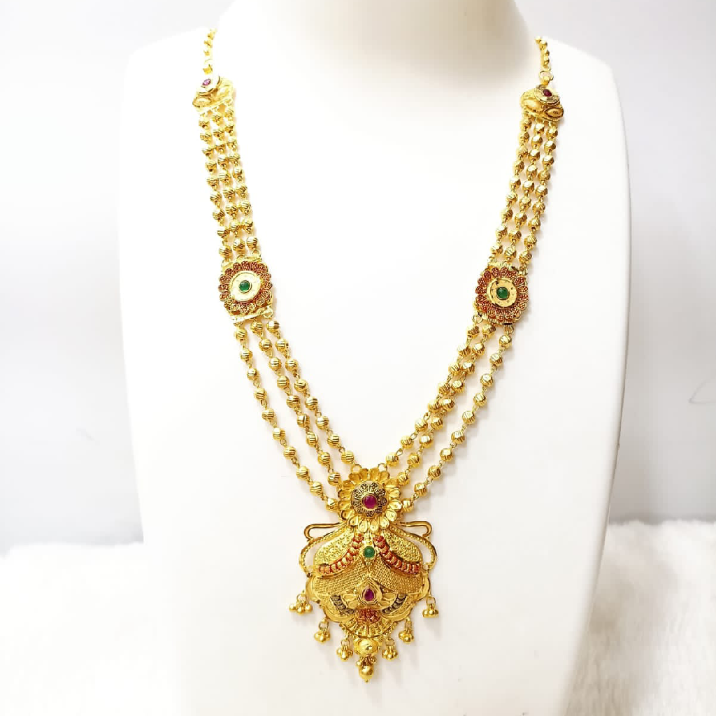 22K Gold Rajwadi Design Necklace Set