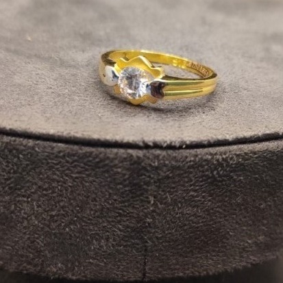22kt gold semi box cz ring