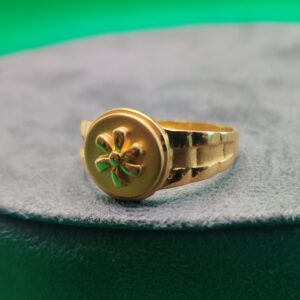 22K Plain Gold Flower Design Gents Ring