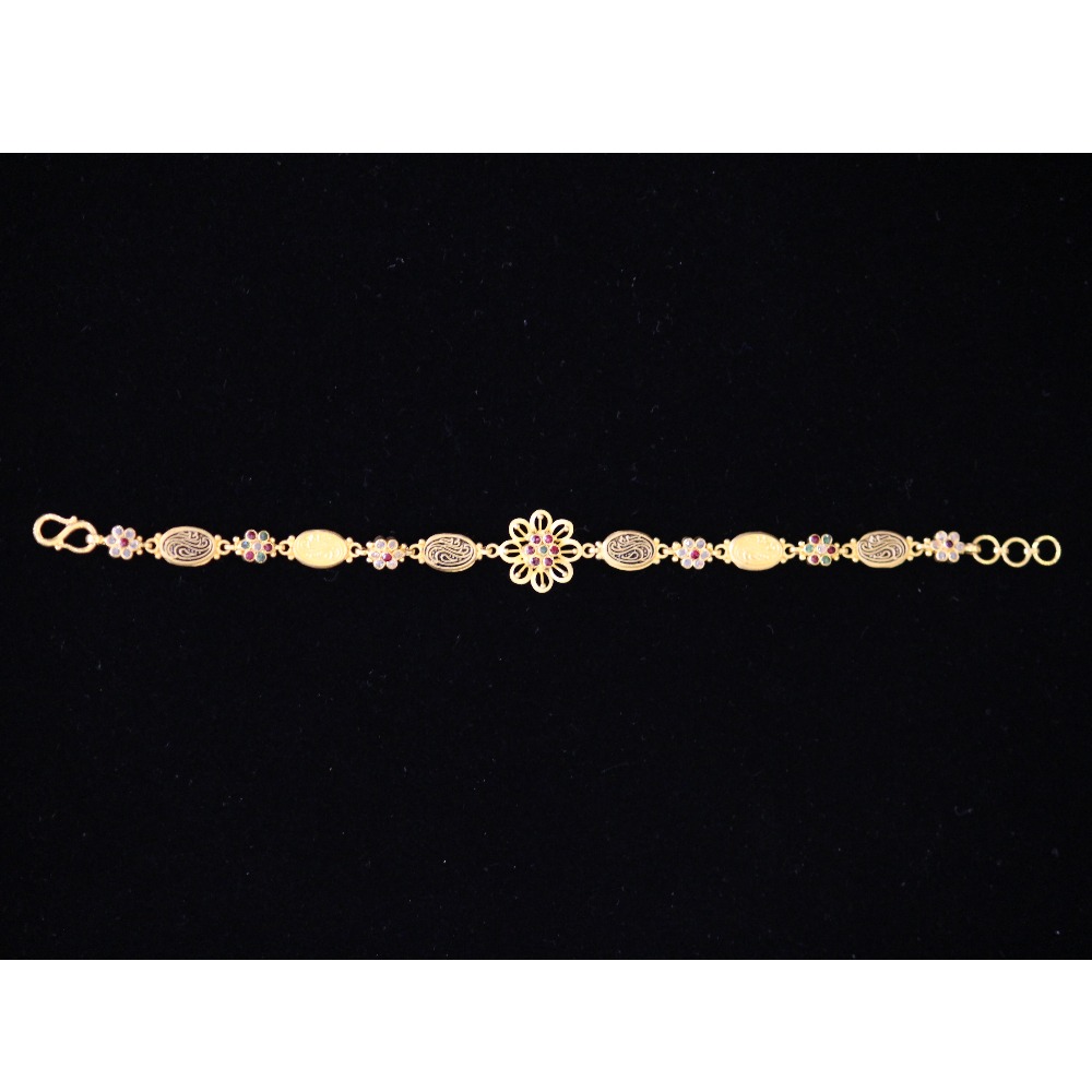 22KT Yellow Gold Ladies Polki Flower Design Lucky (Bracelet)
