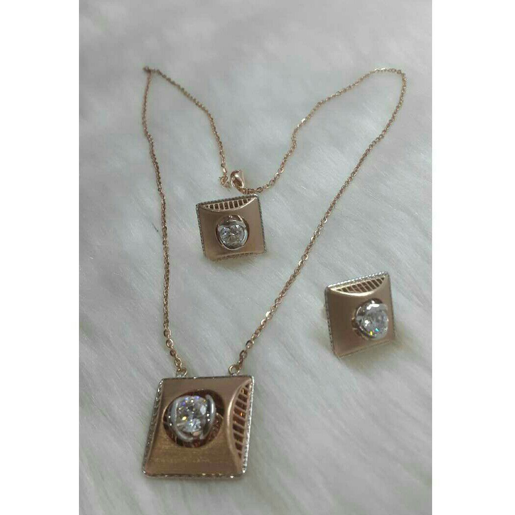 18KT Rose Gold Antique Chain Pendant Set