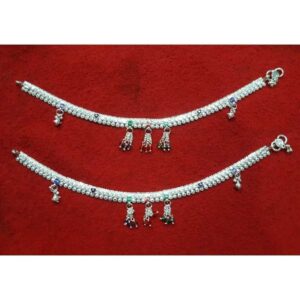 Silver Ladies Indian Fancy 2 line Bombay Payal White