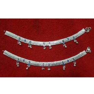Silver Ladies Indian Fancy 3 line Bombay Fancy Payal White