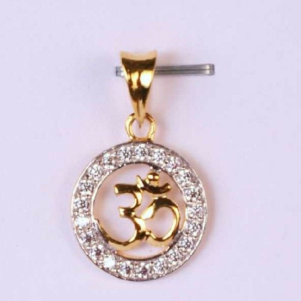 916 Om Shape Gold Diamond Pendant