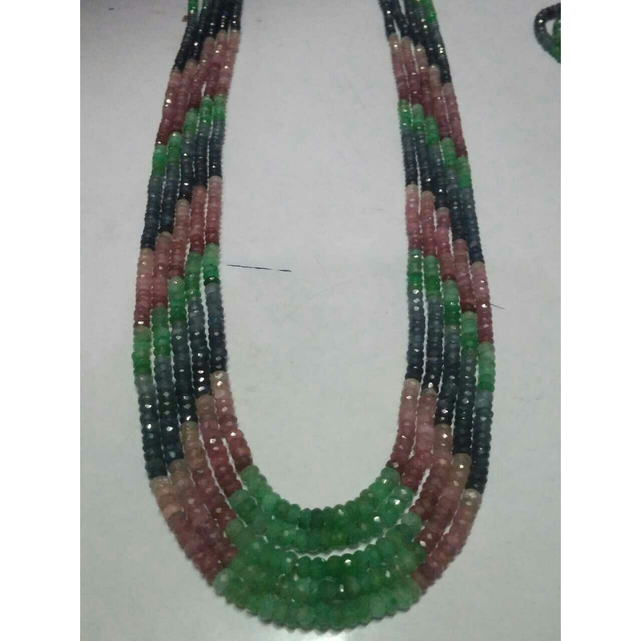 Fancy Ruby Beads Round Shaped Multi Color Necklace