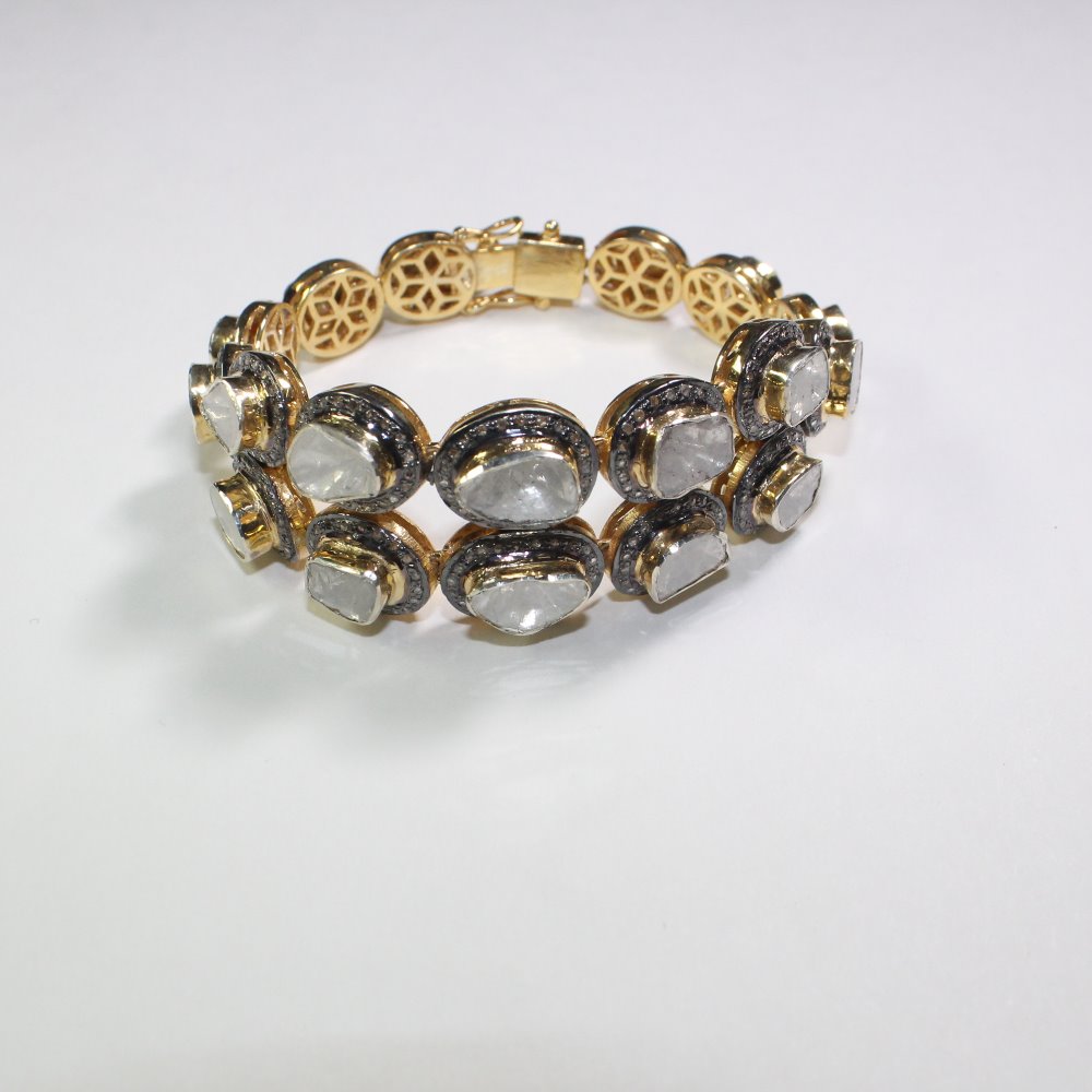 925 Silver Diamond Polki Ladies bracelet