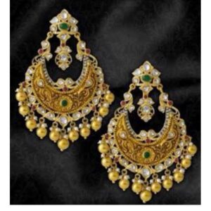 916 Yellow Gold Indian Modern Earrings With Nakshi Work