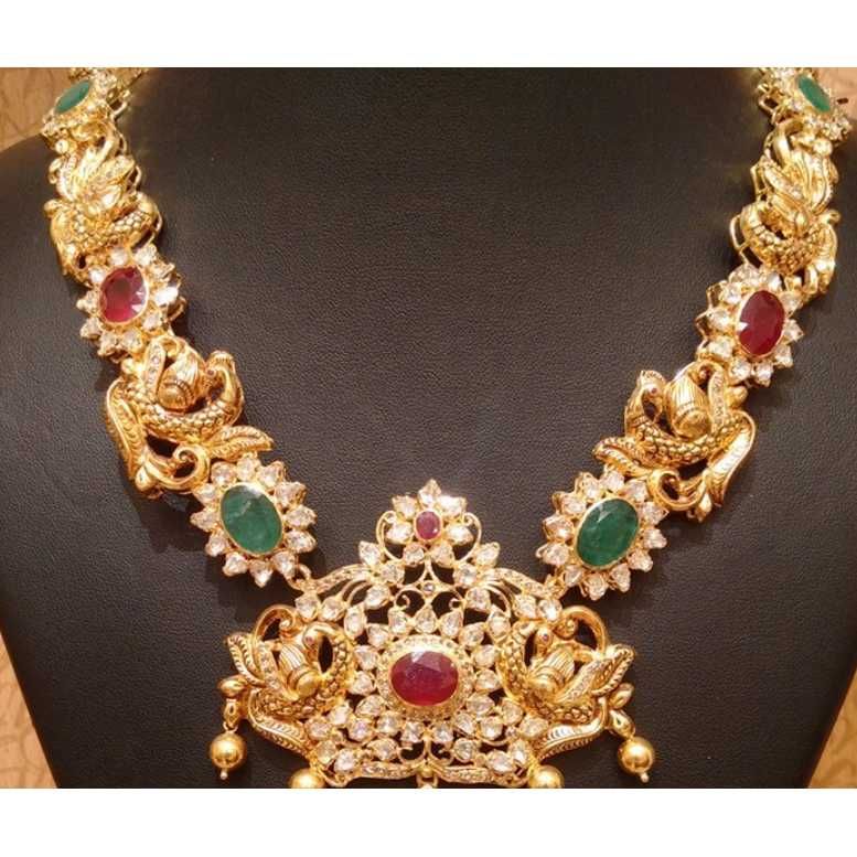 22K Gold Indian Nakshi Work Necklace