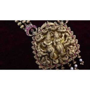Gold Ladies Indian Fancy Pendant With Nakshi Work