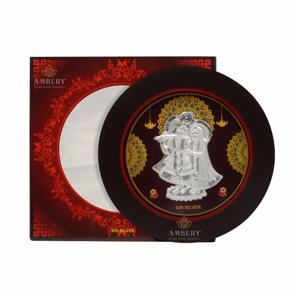 Radhe Krishna Silver Round Shape Frame